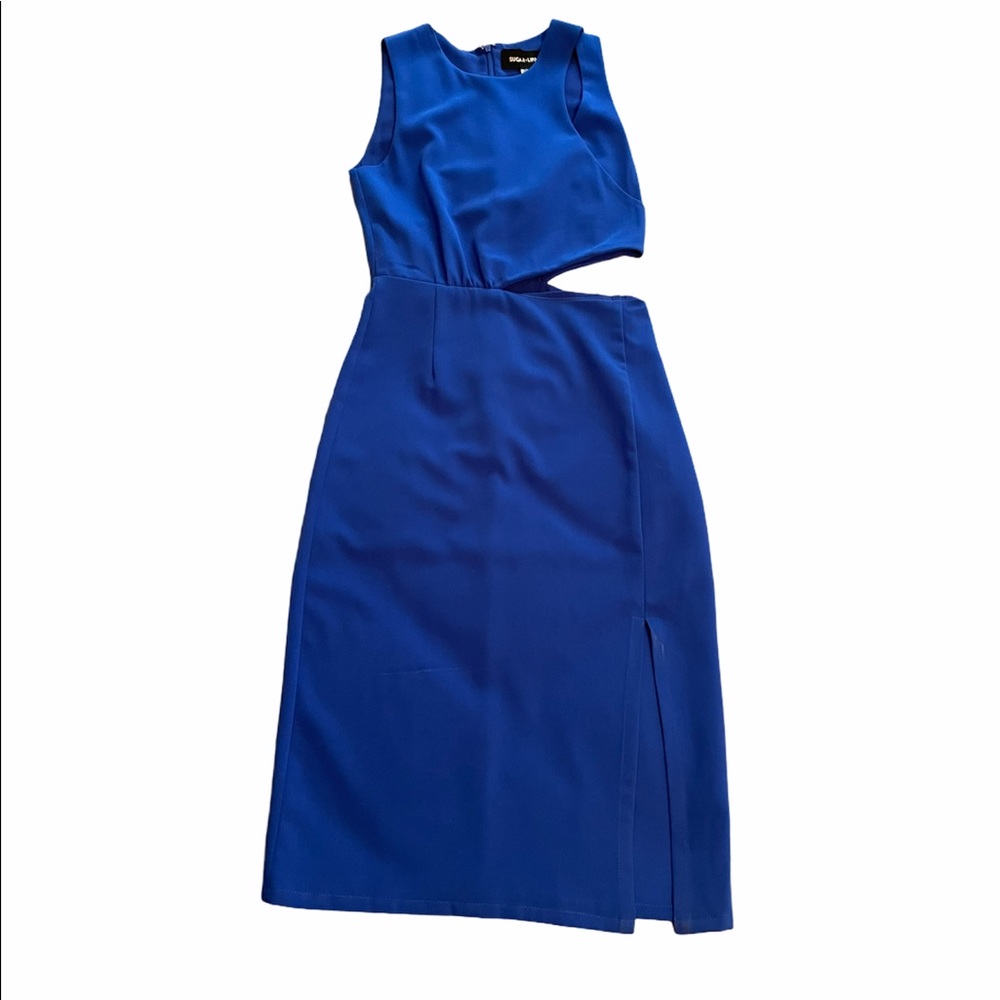 NWT Sugarlips Blue Cutout Midi Bodycon Dress